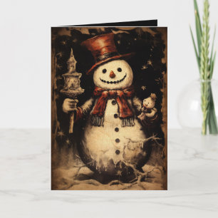 Frohe Creepmas Gruseliger Schneemann Gothic Vintag Karte