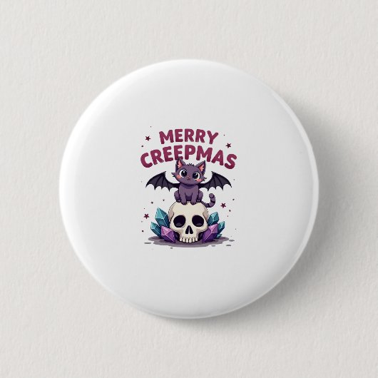 Frohe Creepmas-Katzen-Pastell-Goth-Weihnachten-Tot Button (Vorderseite)