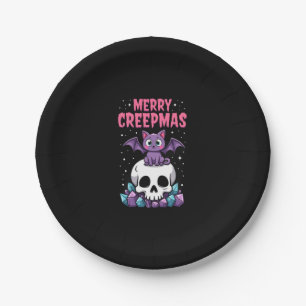 Frohe Creepmas-Katzen-Pastell-Goth-Weihnachts-Schä Pappteller