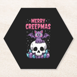 Frohe Creepmas-Katzen-Pastell-Goth-Weihnachts-Schä Untersetzer