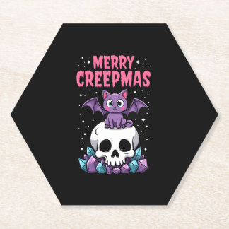 Frohe Creepmas-Katzen-Pastell-Goth-Weihnachts-Schä Untersetzer