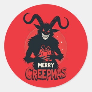 Frohe Creepmas Krampus Feiertage Runder Aufkleber