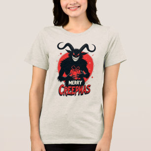 Frohe Creepmas Krampus Feiertage Tri-Blend Shirt