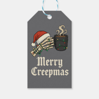 Frohe Creepmas-Skelett mit Kaffee Geschenkanhänger