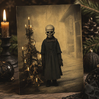 Frohe Creepmas viktorianischer Skelett-Gothik-Weih Postkarte