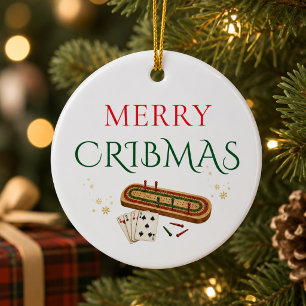  Frohe Cribbage Weihnachten personalisiertes Spiel Keramik Ornament