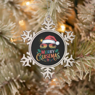 Frohe Cruisemas 2024 Weihnachten Santa Rentier  Schneeflocken Zinn-Ornament