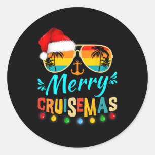Frohe Cruisemas Weihnachten Santa Rentier Kreuzfah Runder Aufkleber
