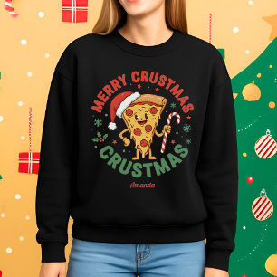 Frohe Crustmas Lustiges Pizza-Weihnachts-Sweatshir Sweatshirt