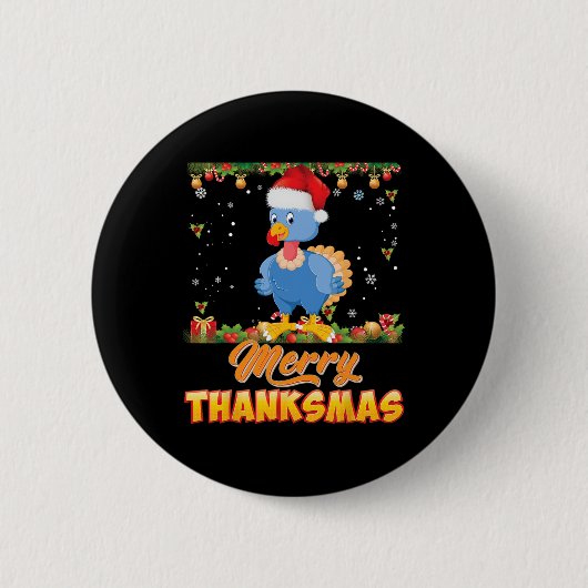 Frohe Dankmas Truthahn Santa Elf Thanksgiving Weih Button (Vorderseite)