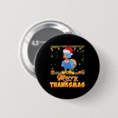 Frohe Dankmas Truthahn Santa Elf Thanksgiving Weih Button (Vorne & Hinten)