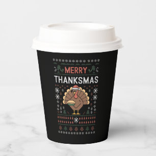 Frohe Dankmas Weihnachten Erntedankfest Pute Pappbecher