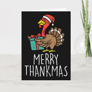 Frohe Dankmas Weihnachtsmann Truthahn Tag Erntedan Karte