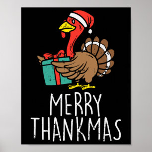 Frohe Dankmas Weihnachtsmann Truthahn Tag Erntedan Poster