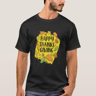 Frohe Danksagung Auf Gelbem Hintergrund Thanksgivi T-Shirt