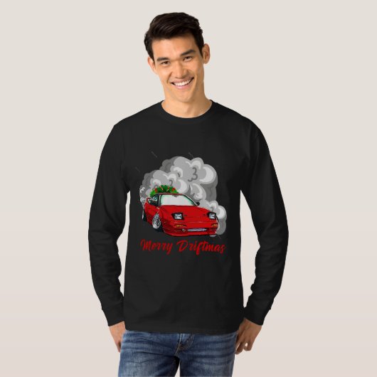 Frohe Driftmas Weihnachtssegnet Rennwagen T-Shirt (Vorne ganz)