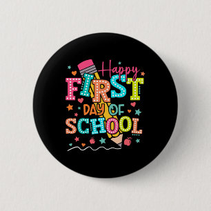 Frohe Einschulung Bleistift Lehrer Kinder Rücken Button