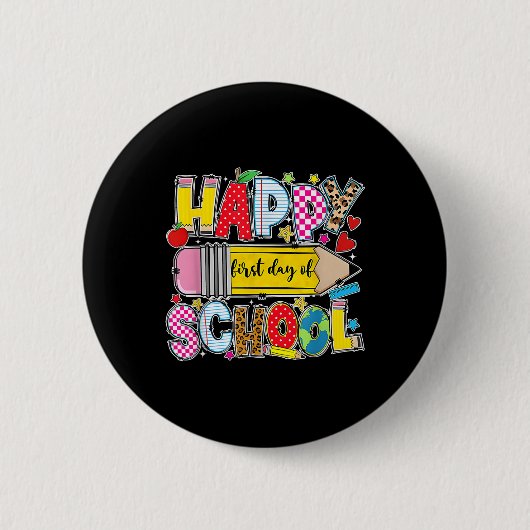 Frohe Einschulung, Lustiger Lehrer Schüler P Button (Vorderseite)