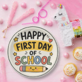 Frohe Einschulung Süßer Kawaii Bleistift Pappteller (Party)