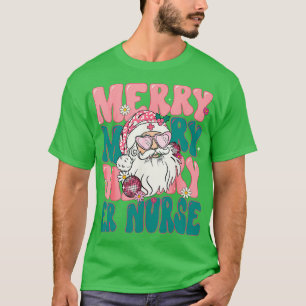 Frohe ER-Krankenschwester Weihnachten Retro Rosa E T-Shirt