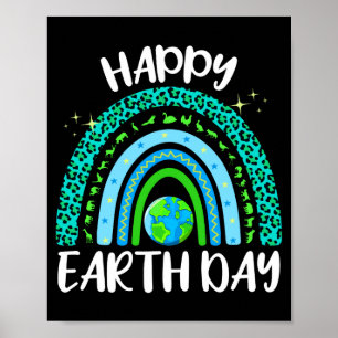 Frohe Erde Tag Planet Mit Regenbogen T Shirt  Poster