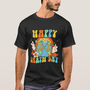 Frohe Erde Tag Retro-Lächeln Groovy Frieden T-Shirt