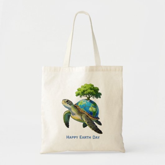 Frohe Erde-Tag-Schildkrötenplanet und Baum Tragetasche (Vorne)