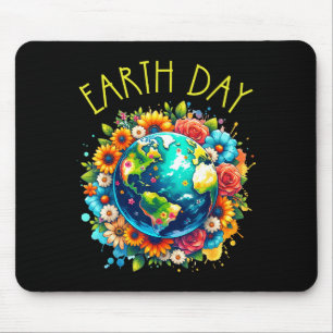 Frohe Erde Tag Shirt Cute Erde Mit Blumen Erde Mousepad