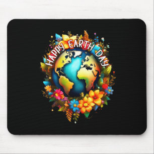 Frohe Erde Tag Shirt Cute Erde Mit Blumen Erde Mousepad
