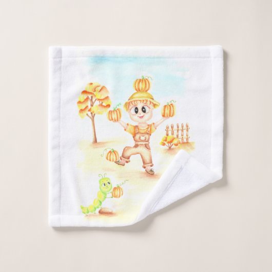 Frohe Ernte kleiner Ingwerjunge Badhandtuch Set (Waschlappen)