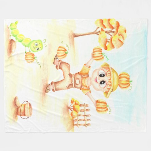 Frohe Ernte kleiner Ingwerjunge Fleecedecke (Vorderseite (Horizontal))