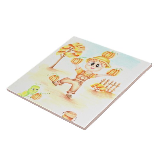 Frohe Ernte kleiner Ingwerjunge Fliese (Seite)