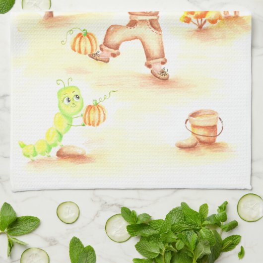 Frohe Ernte kleiner Ingwerjunge Geschirrtuch (Gefaltet)