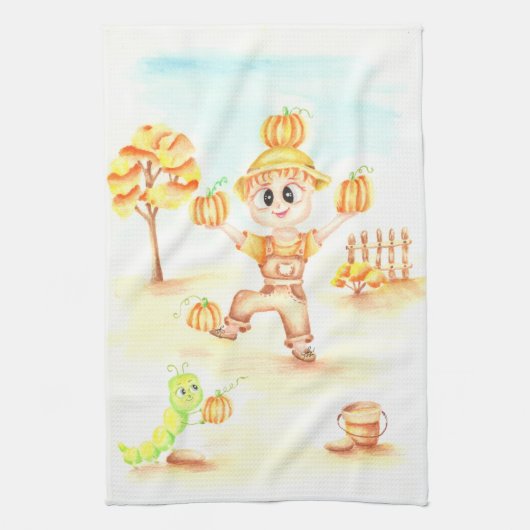 Frohe Ernte kleiner Ingwerjunge Geschirrtuch (Vertikal)