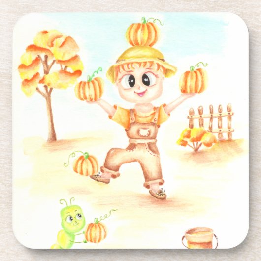 Frohe Ernte kleiner Ingwerjunge Getränkeuntersetzer (Vorderseite)
