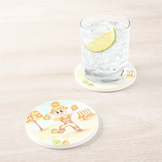 Frohe Ernte kleiner Ingwerjunge Getränkeuntersetzer (Seite)