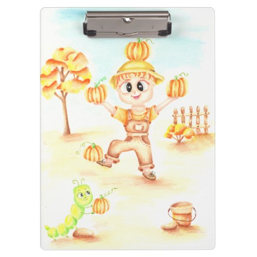 Frohe Ernte kleiner Ingwerjunge Klemmbrett (Vorderseite)