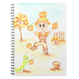 Frohe Ernte kleiner Ingwerjunge Notizblock