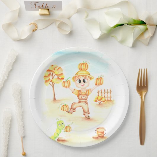 Frohe Ernte kleiner Ingwerjunge Pappteller (Hochzeit)