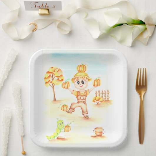 Frohe Ernte kleiner Ingwerjunge Pappteller (Hochzeit)