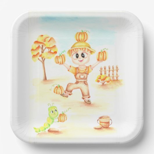 Frohe Ernte kleiner Ingwerjunge Pappteller (Vorderseite)