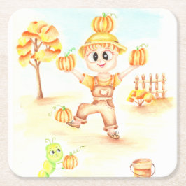 Frohe Ernte kleiner Ingwerjunge Rechteckiger Pappuntersetzer