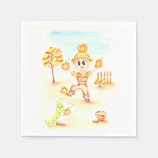 Frohe Ernte kleiner Ingwerjunge Serviette (Vorderseite)