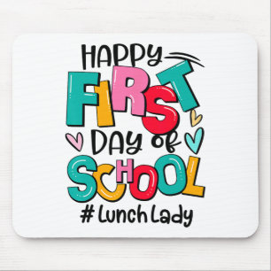 Frohe erste Schultag Mittagessen Lady Lustig Zurüc Mousepad
