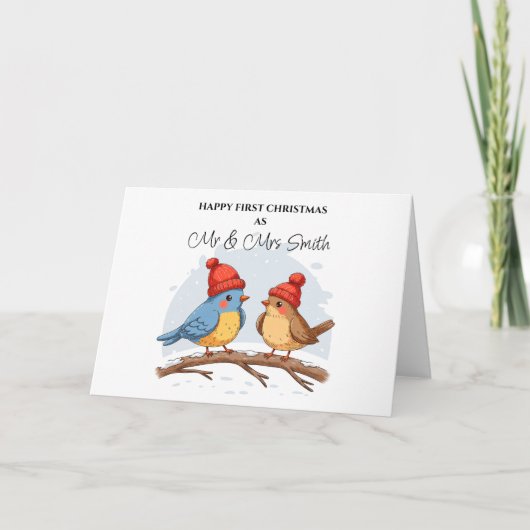 Frohe Erste Weihnachten als Mr. und Mrs. - Niedlic Karte (Vorderseite)