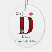 Frohe erste Weihnachten D lumberjack Rotkehlbaum Keramik Ornament (Links)