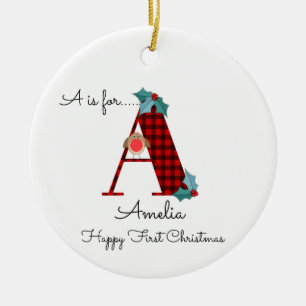 Frohe erste Weihnachten Ein Lumberjack Robin Baum Keramik Ornament