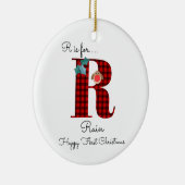 Frohe erste Weihnachten R lumberjack Rotkehlbaum Keramik Ornament (Rechts)