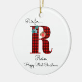 Frohe erste Weihnachten R lumberjack Rotkehlbaum Keramik Ornament (Links)