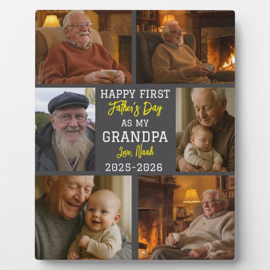 Frohe erster Opa-Tag Fotocollage Fotoplatte (Vorderseite)